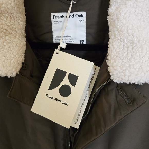 Frank And Oak Aviator Jacket Men Green Sherpa Collar Thermore Insulated Sz Small - Picture 10 of 13